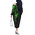 Polynesian Off The Shoulder Long Sleeve Dress Hammerhead Shark Tribal Pattern Black Green Version - Wonder Print Shop