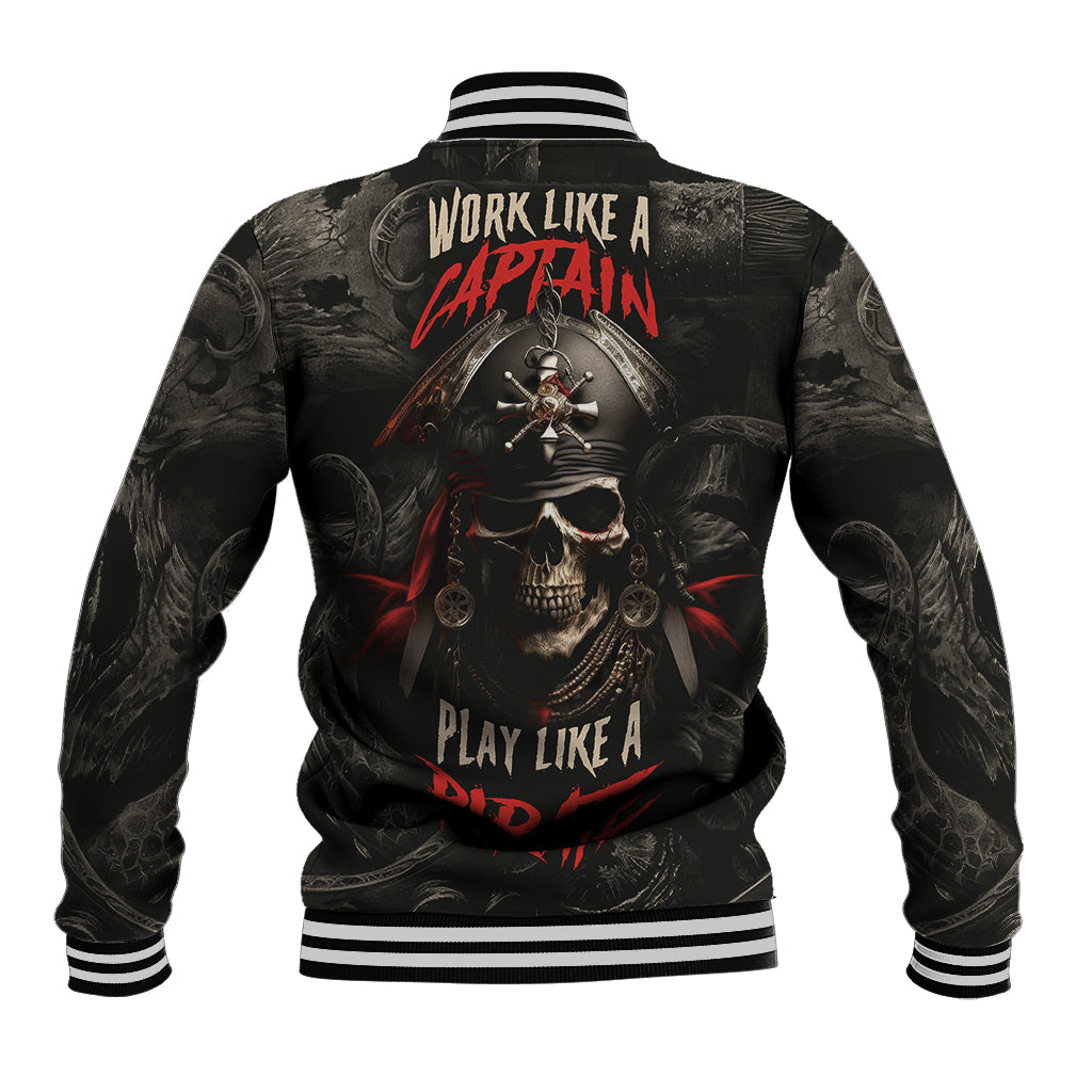 Work Like A Captain Play Like A Pirate Baseball Jacket - Wonder Print Shop