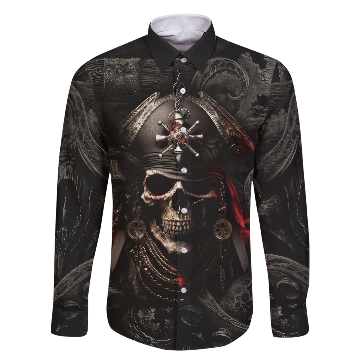 Work Like A Captain Play Like A Pirate Family Matching Long Sleeve Bodycon Dress and Hawaiian Shirt - Wonder Print Shop