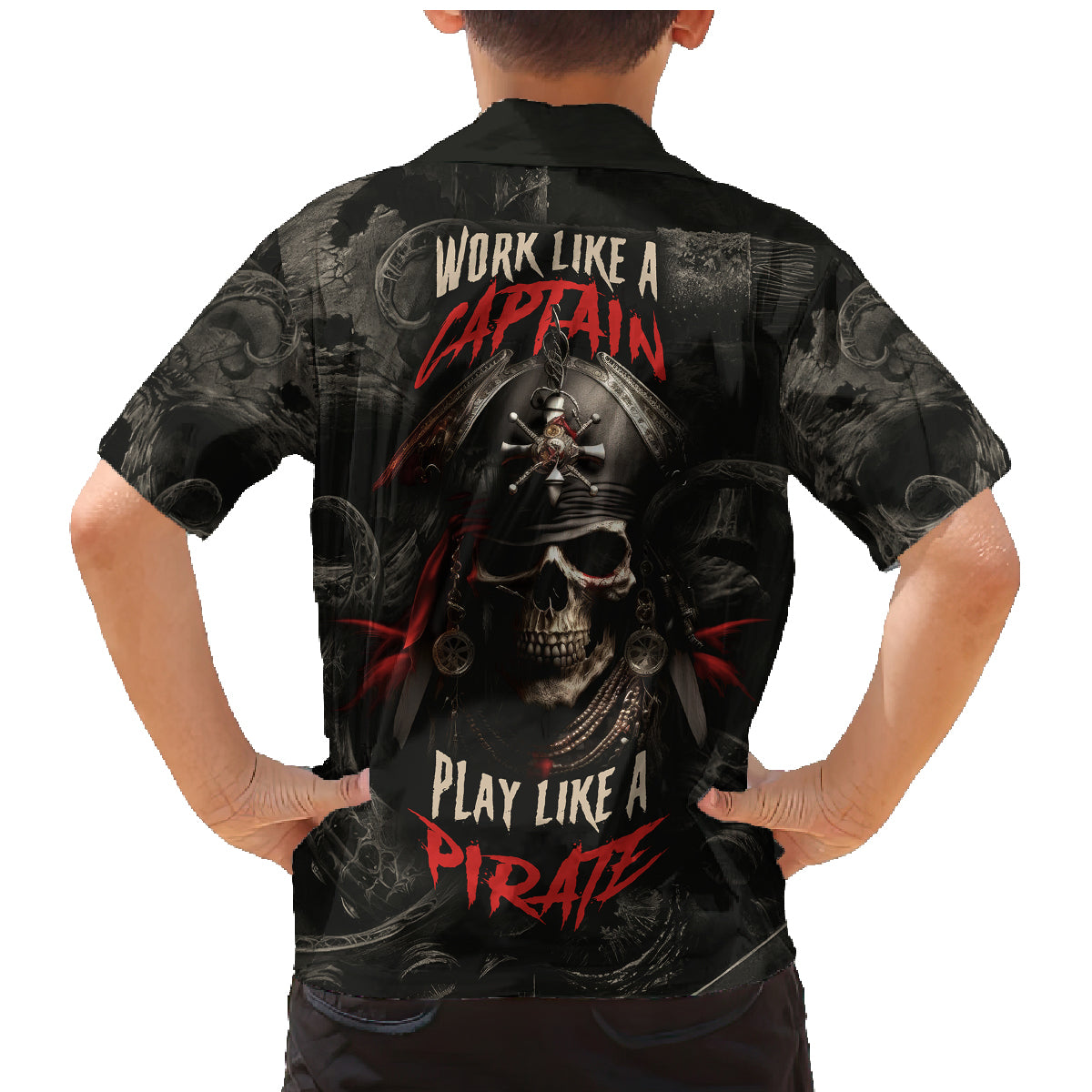 Work Like A Captain Play Like A Pirate Family Matching Mermaid Dress and Hawaiian Shirt - Wonder Print Shop