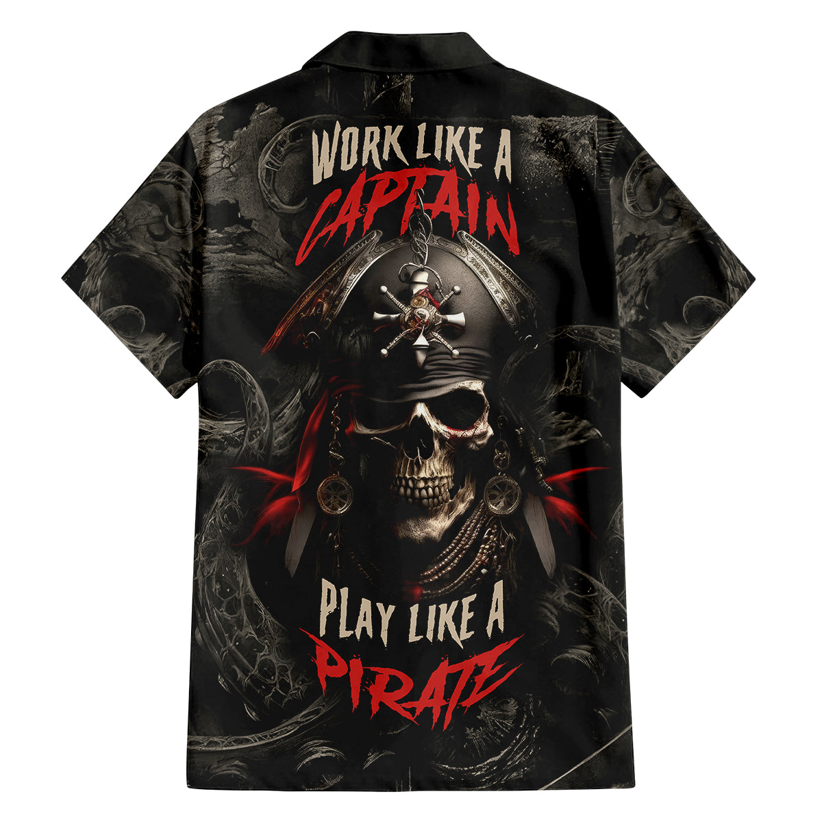 Work Like A Captain Play Like A Pirate Family Matching Puletasi Dress and Hawaiian Shirt - Wonder Print Shop