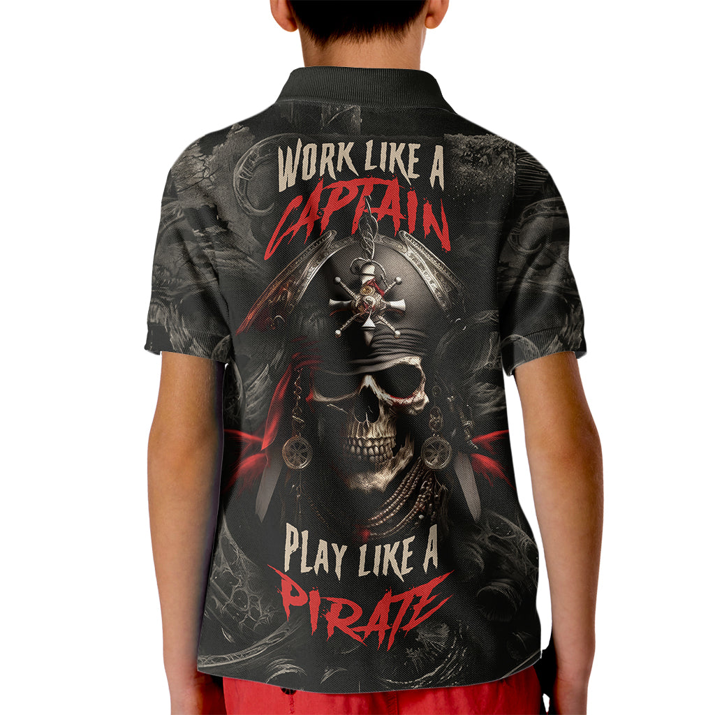 Work Like A Captain Play Like A Pirate Kid Polo Shirt - Wonder Print Shop