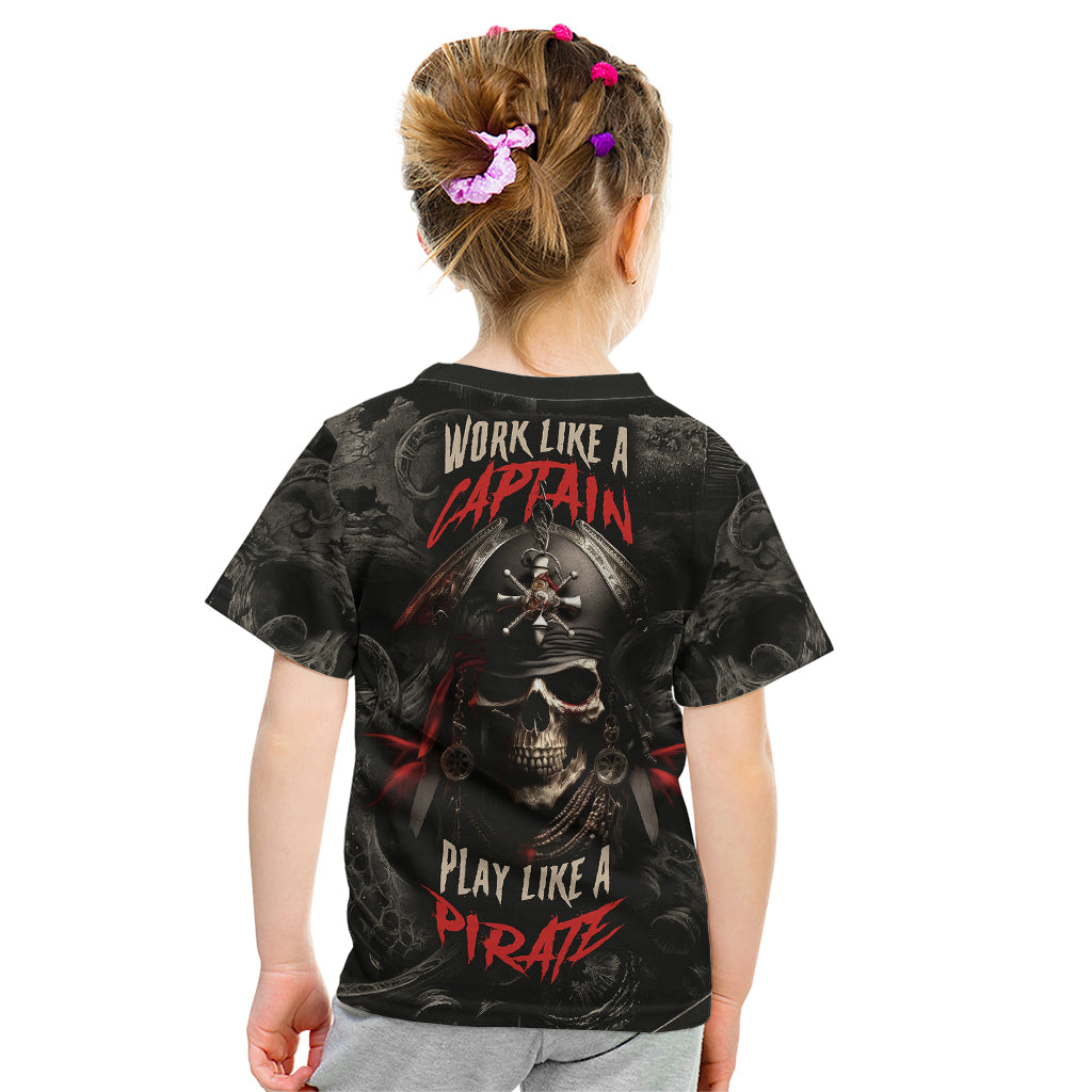Work Like A Captain Play Like A Pirate Kid T Shirt - Wonder Print Shop