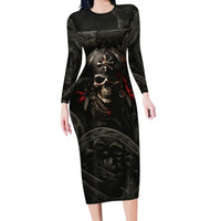 Work Like A Captain Play Like A Pirate Long Sleeve Bodycon Dress - Wonder Print Shop
