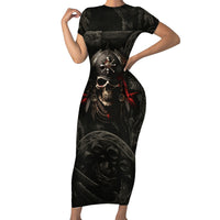Work Like A Captain Play Like A Pirate Short Sleeve Bodycon Dress - Wonder Print Shop