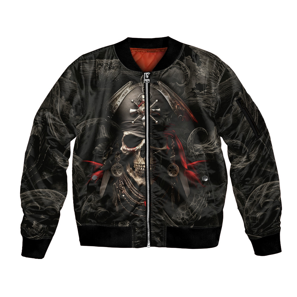 Work Like A Captain Play Like A Pirate Sleeve Zip Bomber Jacket - Wonder Print Shop