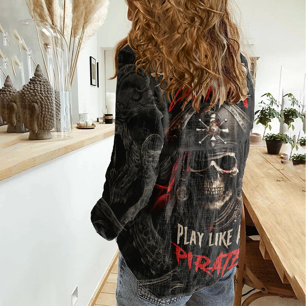 Work Like A Captain Play Like A Pirate Women Casual Shirt - Wonder Print Shop