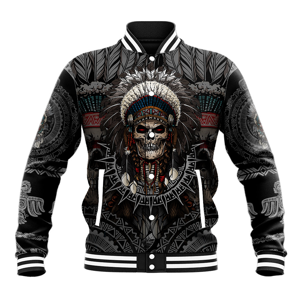 Skull Native American Warrior Baseball Jacket - Wonder Print Shop