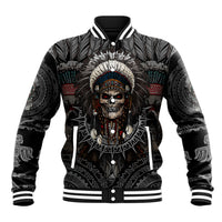 Skull Native American Warrior Baseball Jacket - Wonder Print Shop