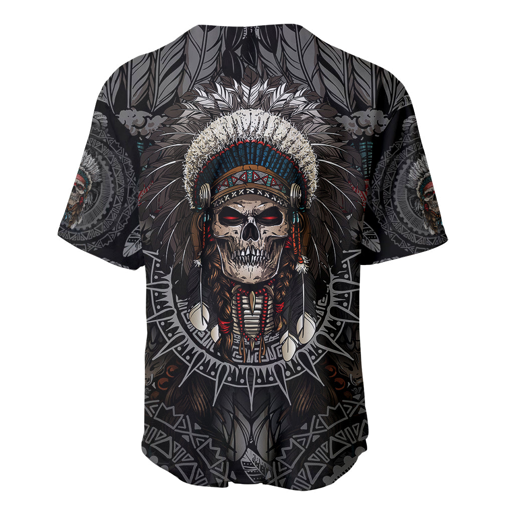 Skull Native American Warrior Baseball Jersey - Wonder Print Shop