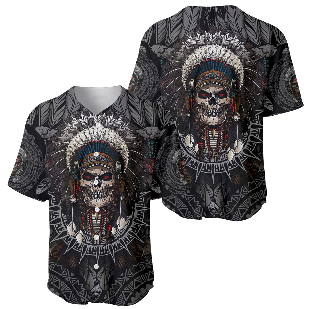 Skull Native American Warrior Baseball Jersey - Wonder Print Shop