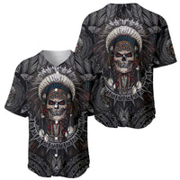 Skull Native American Warrior Baseball Jersey - Wonder Print Shop