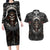 Skull Native American Warrior Couples Matching Long Sleeve Bodycon Dress and Hawaiian Shirt - Wonder Print Shop