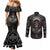 skull-native-american-warrior-couples-matching-mermaid-dress-and-long-sleeve-button-shirts