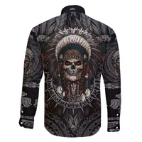 Skull Native American Warrior Family Matching Long Sleeve Bodycon Dress and Hawaiian Shirt - Wonder Print Shop
