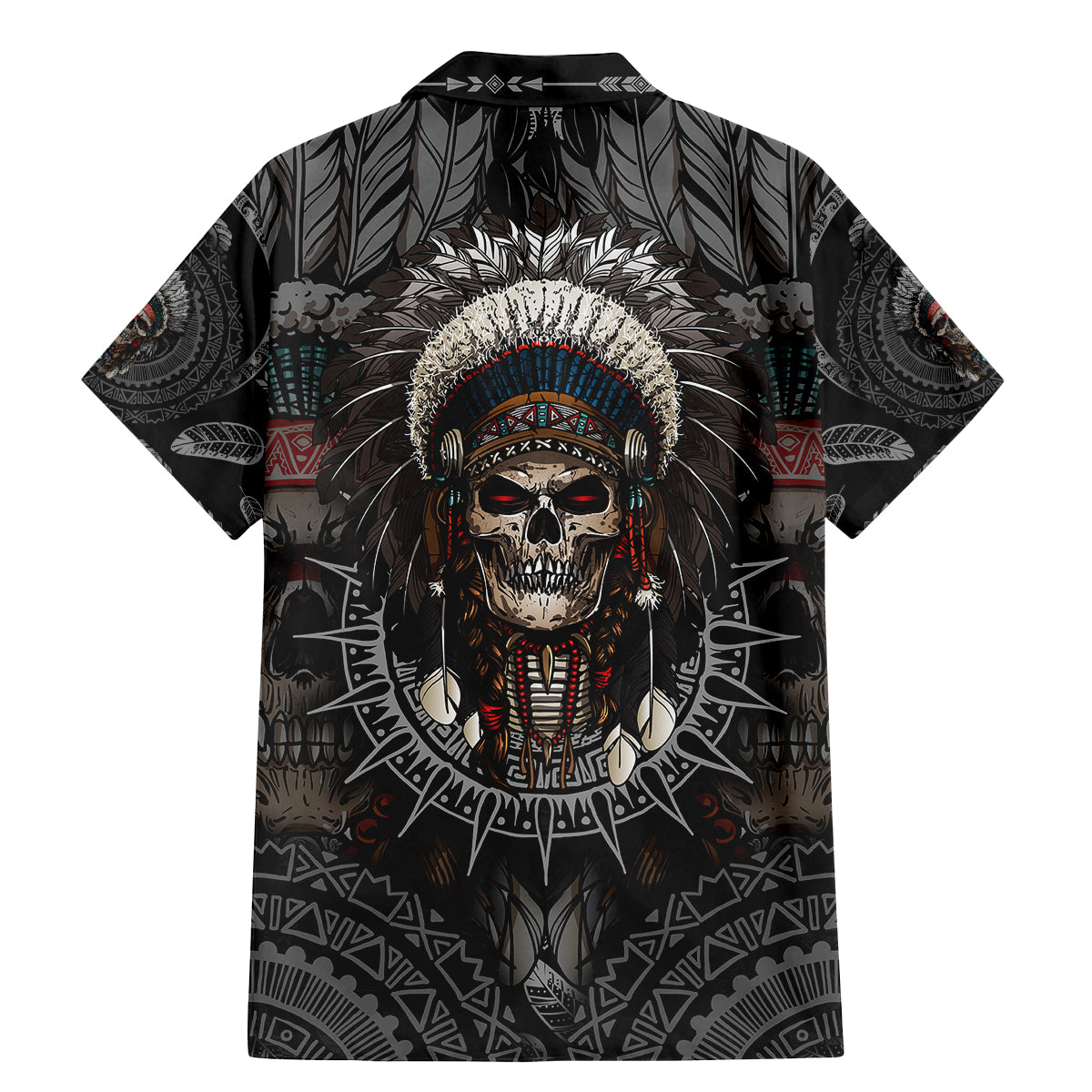 Skull Native American Warrior Family Matching Mermaid Dress and Hawaiian Shirt - Wonder Print Shop