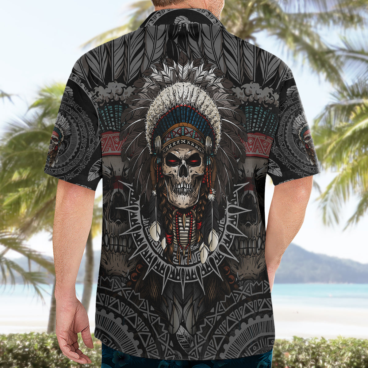 Skull Native American Warrior Hawaiian Shirt - Wonder Print Shop