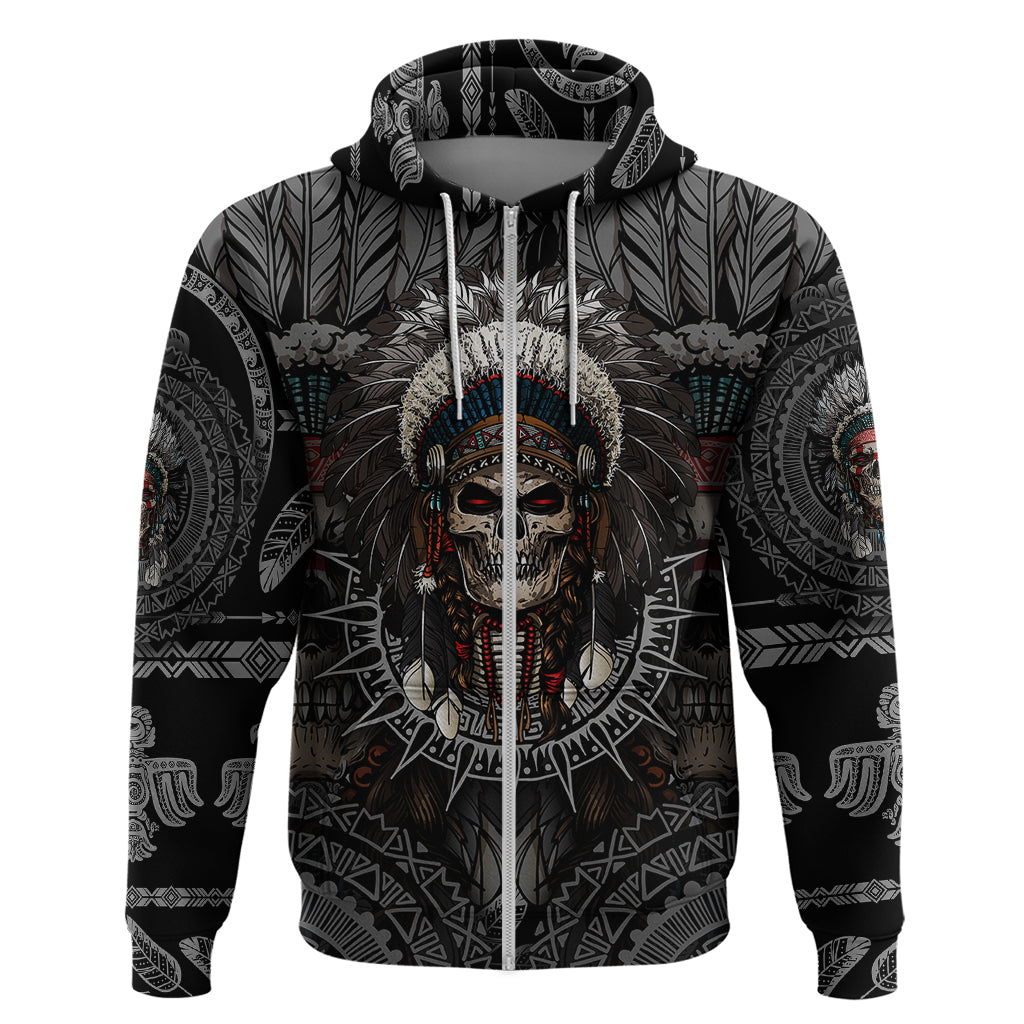 Skull Native American Warrior Hoodie - Wonder Print Shop