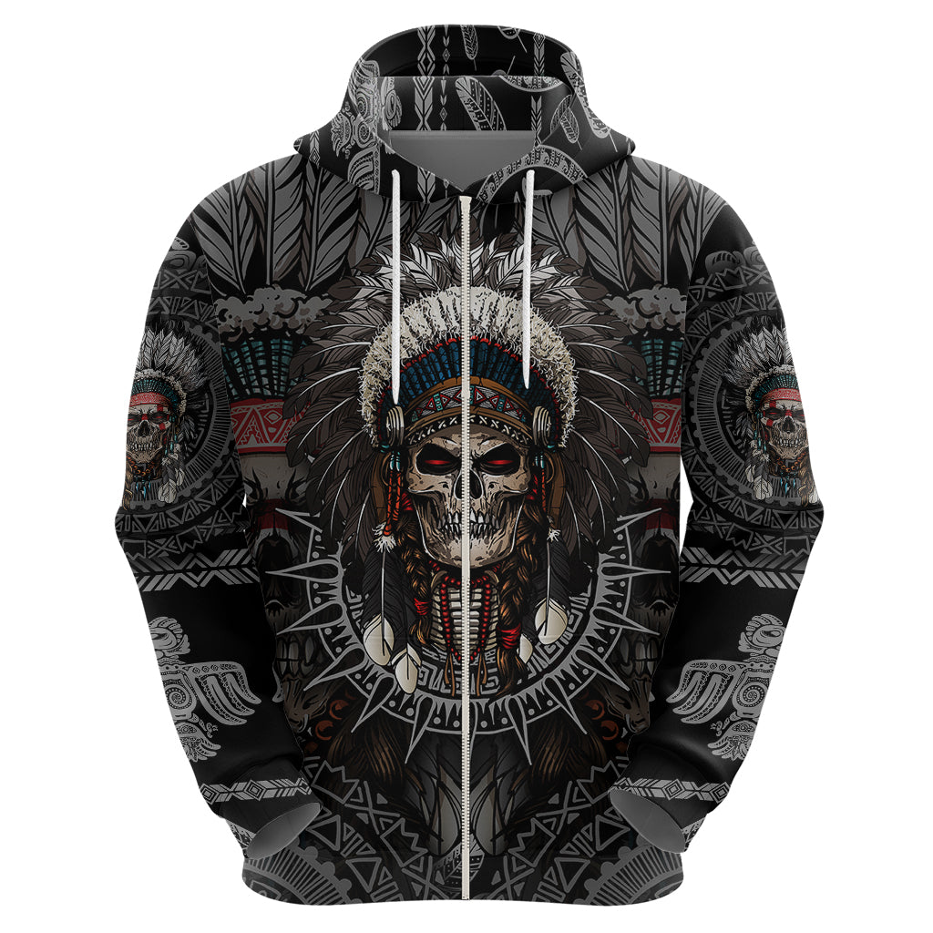 Skull Native American Warrior Hoodie - Wonder Print Shop