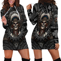 Skull Native American Warrior Hoodie Dress - Wonder Print Shop