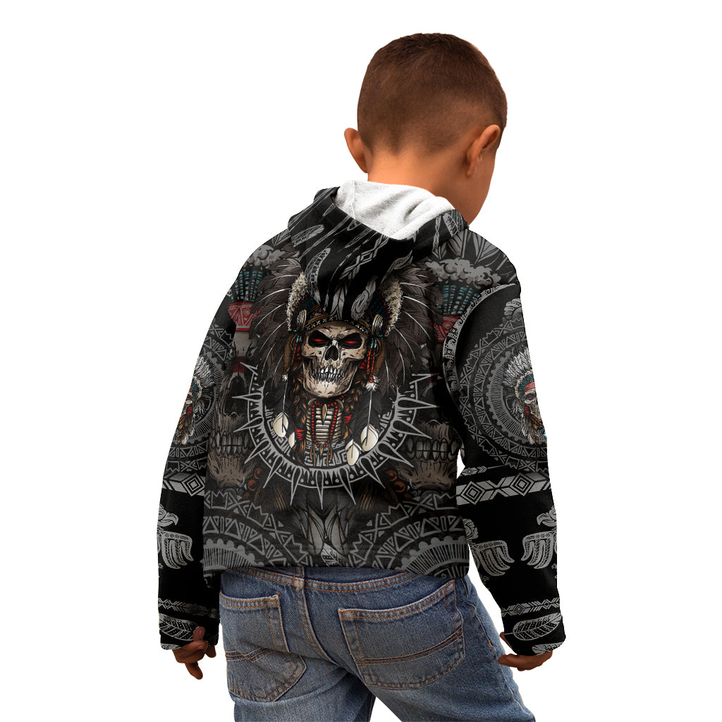 Skull Native American Warrior Kid Hoodie - Wonder Print Shop