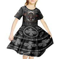 Skull Native American Warrior Kid Short Sleeve Dress - Wonder Print Shop