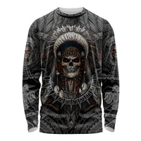 Skull Native American Warrior Long Sleeve Shirt - Wonder Print Shop