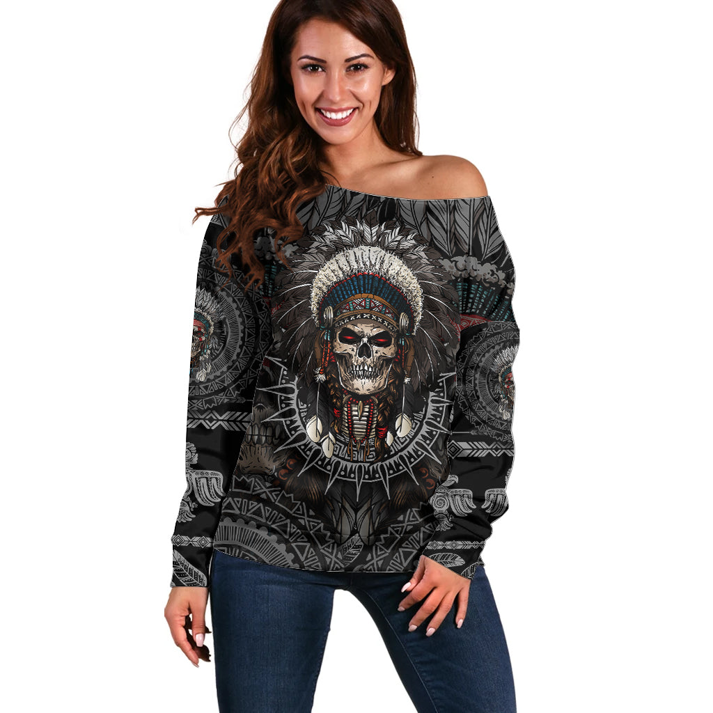 skull-native-american-warrior-off-shoulder-sweater