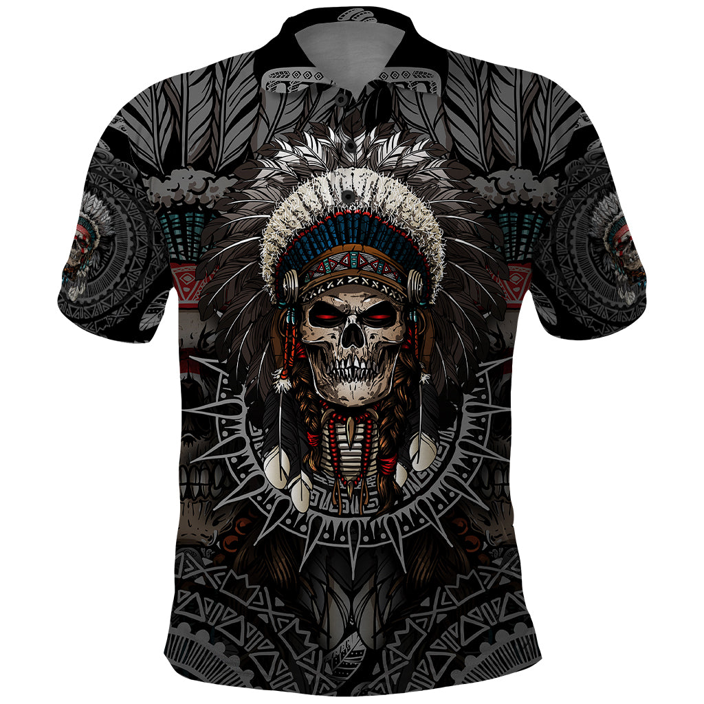 skull-native-american-warrior-polo-shirt