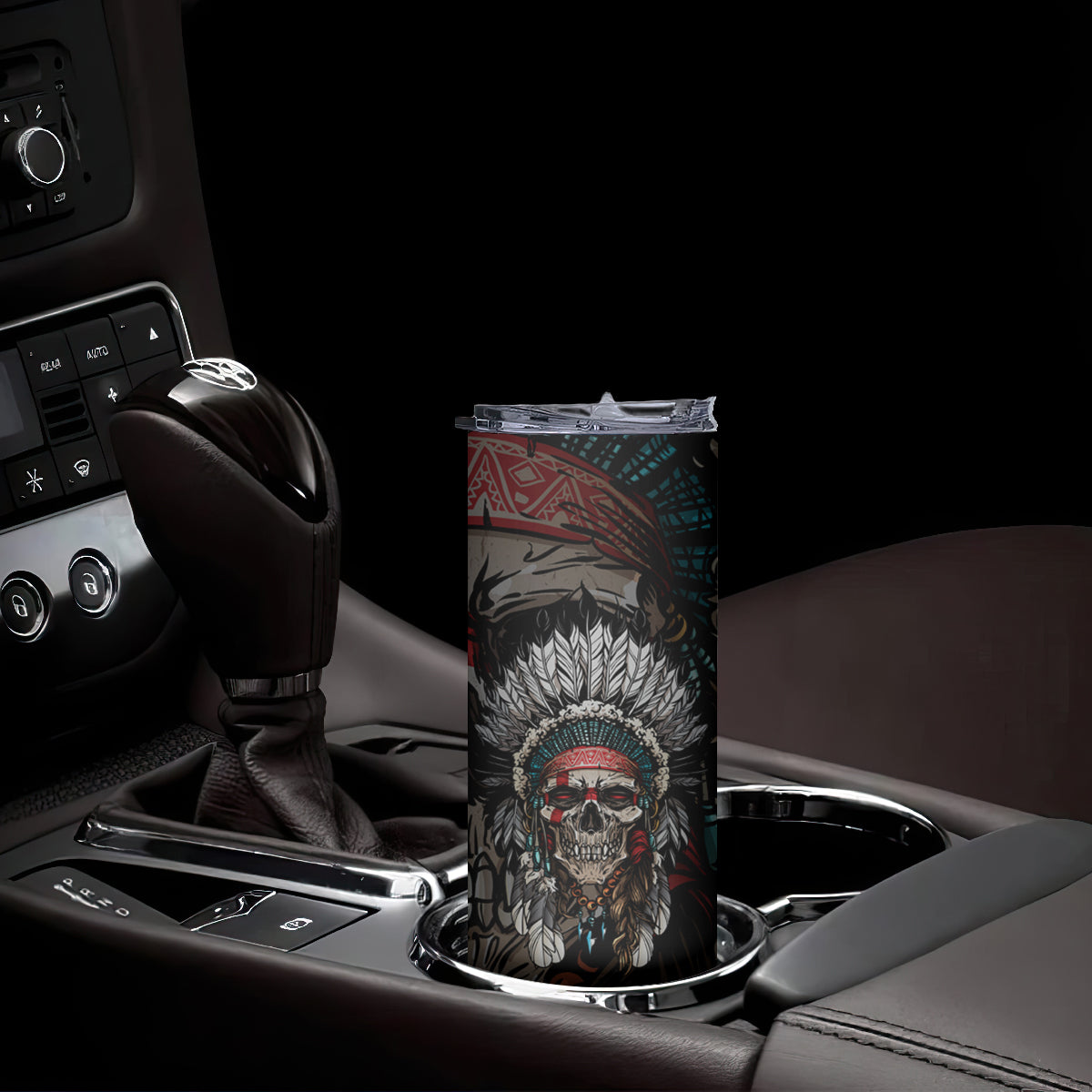 Skull Native American Warrior Skinny Tumbler - Wonder Print Shop