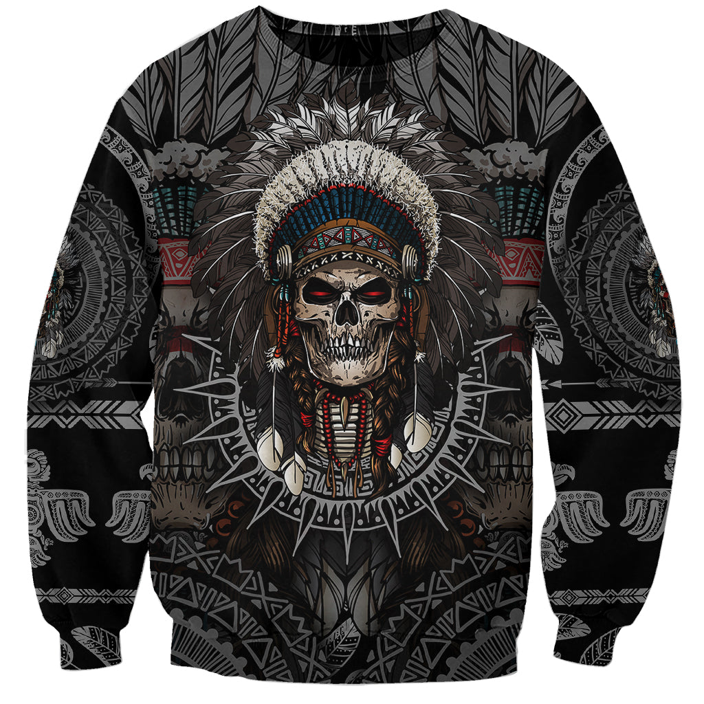 Skull Native American Warrior Sweatshirt - Wonder Print Shop
