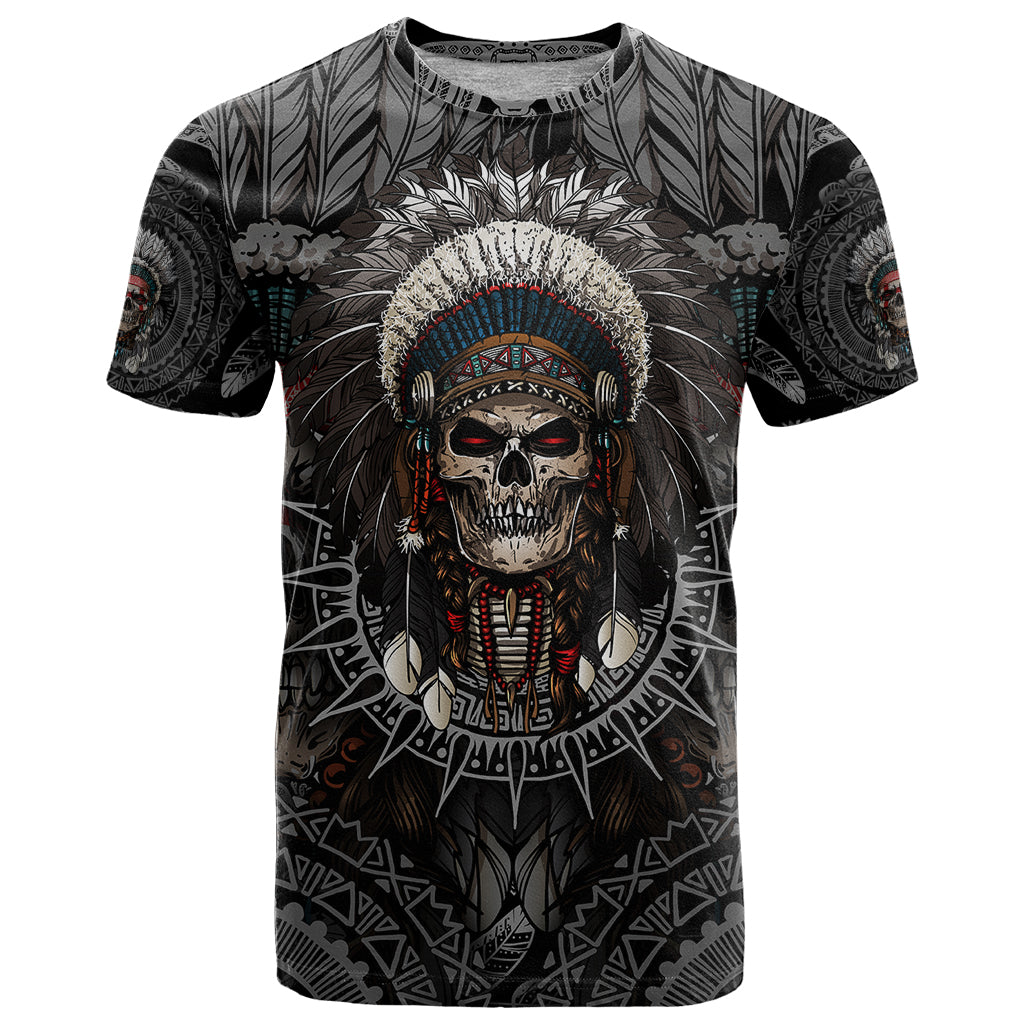 Skull Native American Warrior T Shirt - Wonder Print Shop