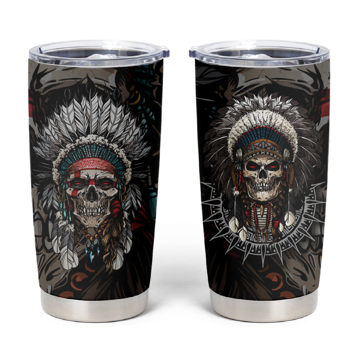 Skull Native American Warrior Tumbler Cup - Wonder Print Shop