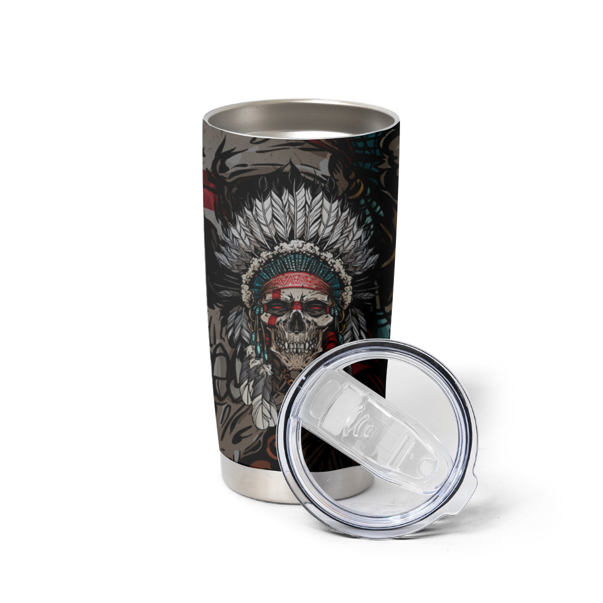 Skull Native American Warrior Tumbler Cup - Wonder Print Shop