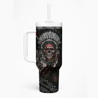 Skull Native American Warrior Tumbler With Handle - Wonder Print Shop