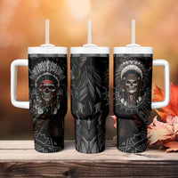 Skull Native American Warrior Tumbler With Handle - Wonder Print Shop