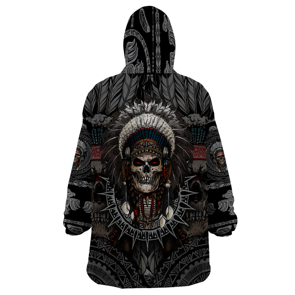 Skull Native American Warrior Wearable Blanket Hoodie - Wonder Print Shop