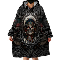 Skull Native American Warrior Wearable Blanket Hoodie - Wonder Print Shop