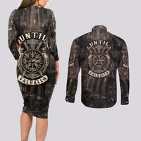 Until Valhalla Viking Couples Matching Long Sleeve Bodycon Dress and Long Sleeve Button Shirts - Wonder Print Shop
