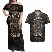 Until Valhalla Viking Couples Matching Off Shoulder Maxi Dress and Hawaiian Shirt - Wonder Print Shop