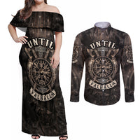 Until Valhalla Viking Couples Matching Off Shoulder Maxi Dress and Long Sleeve Button Shirts - Wonder Print Shop