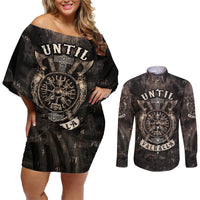 Until Valhalla Viking Couples Matching Off Shoulder Short Dress and Long Sleeve Button Shirts - Wonder Print Shop