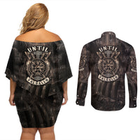 Until Valhalla Viking Couples Matching Off Shoulder Short Dress and Long Sleeve Button Shirts - Wonder Print Shop
