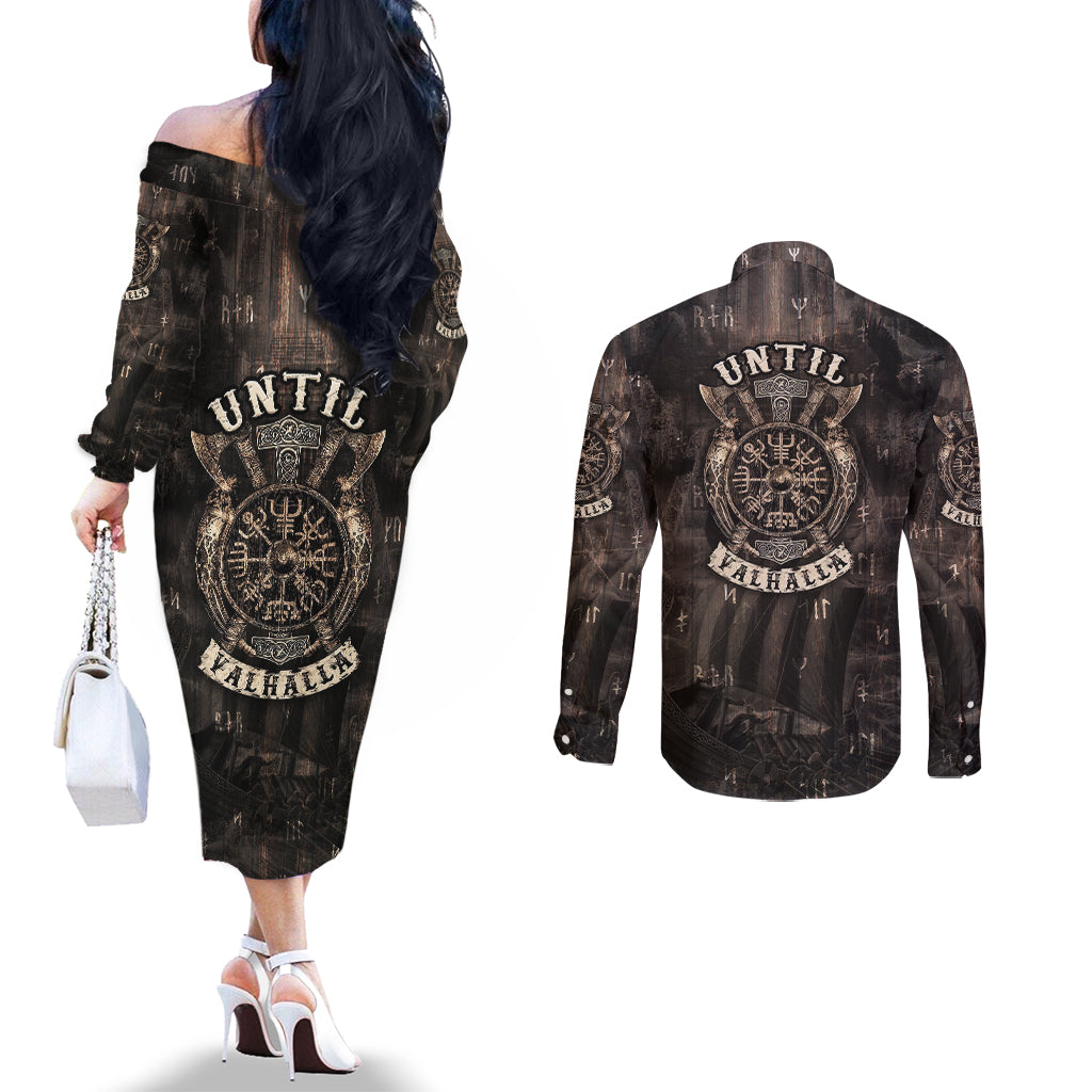 until-valhalla-viking-couples-matching-off-the-shoulder-long-sleeve-dress-and-long-sleeve-button-shirts
