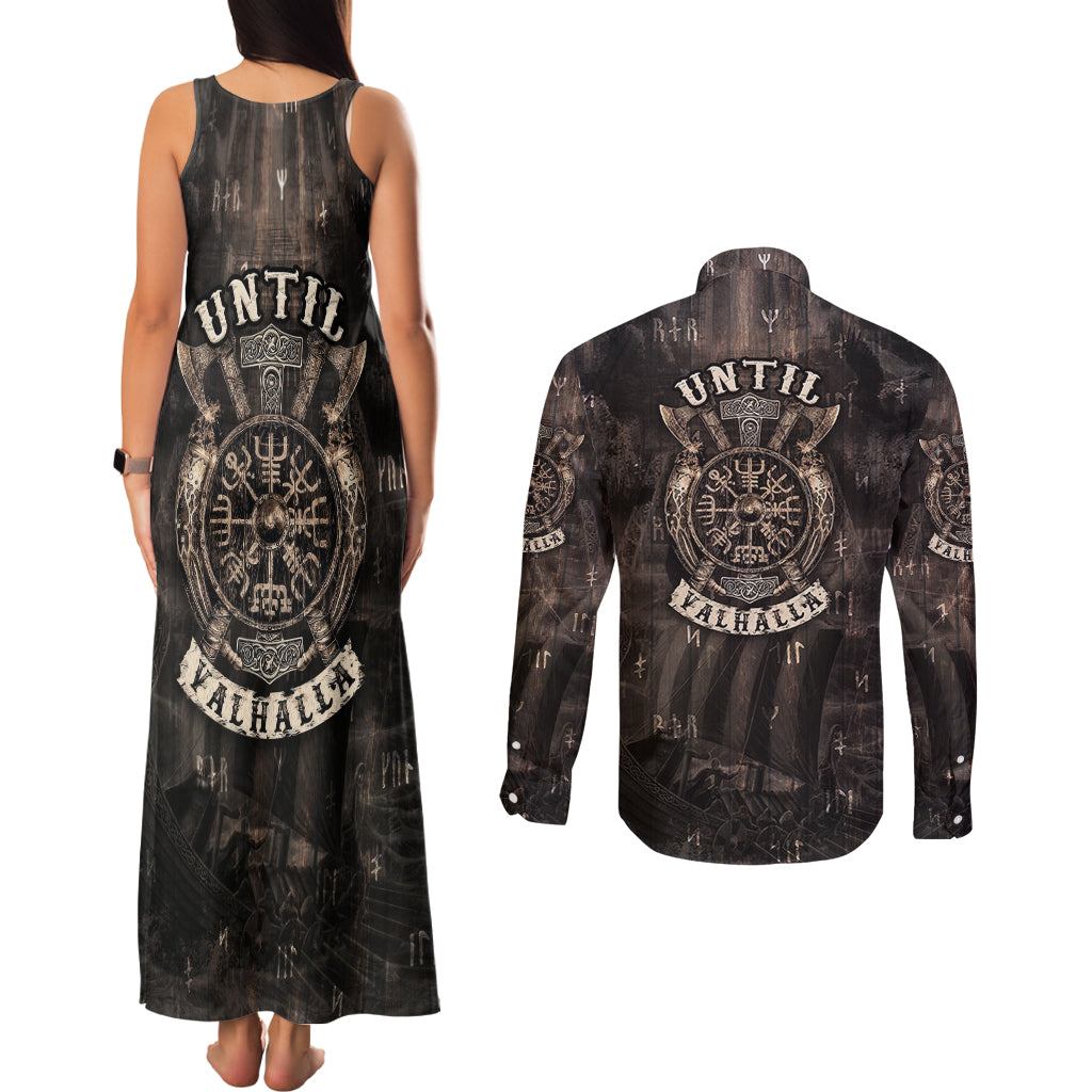 Until Valhalla Viking Couples Matching Tank Maxi Dress and Long Sleeve Button Shirts - Wonder Print Shop