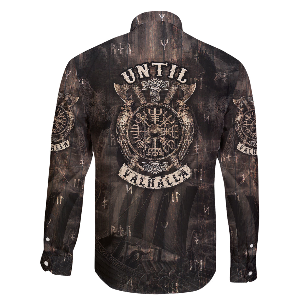 Until Valhalla Viking Family Matching Long Sleeve Bodycon Dress and Hawaiian Shirt - Wonder Print Shop