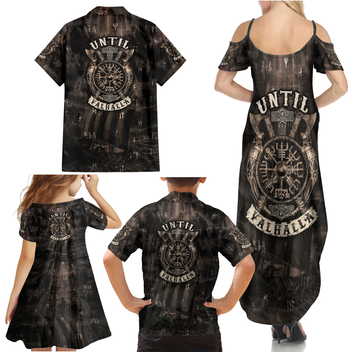 Until Valhalla Viking Family Matching Summer Maxi Dress and Hawaiian Shirt - Wonder Print Shop