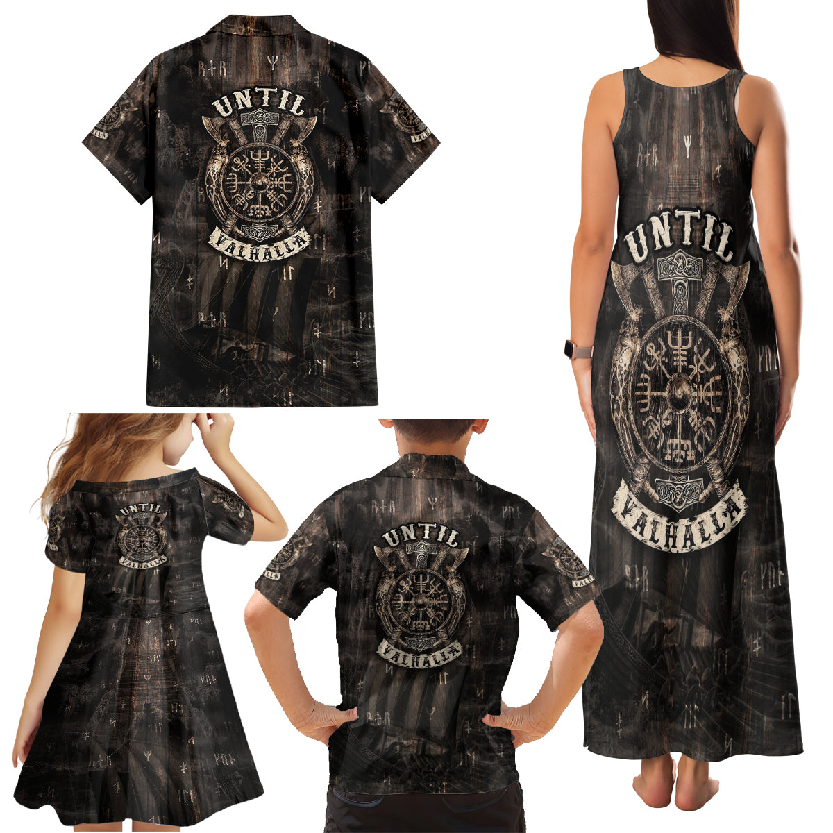 Until Valhalla Viking Family Matching Tank Maxi Dress and Hawaiian Shirt - Wonder Print Shop
