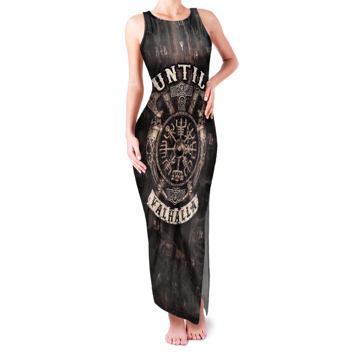 Until Valhalla Viking Family Matching Tank Maxi Dress and Hawaiian Shirt - Wonder Print Shop