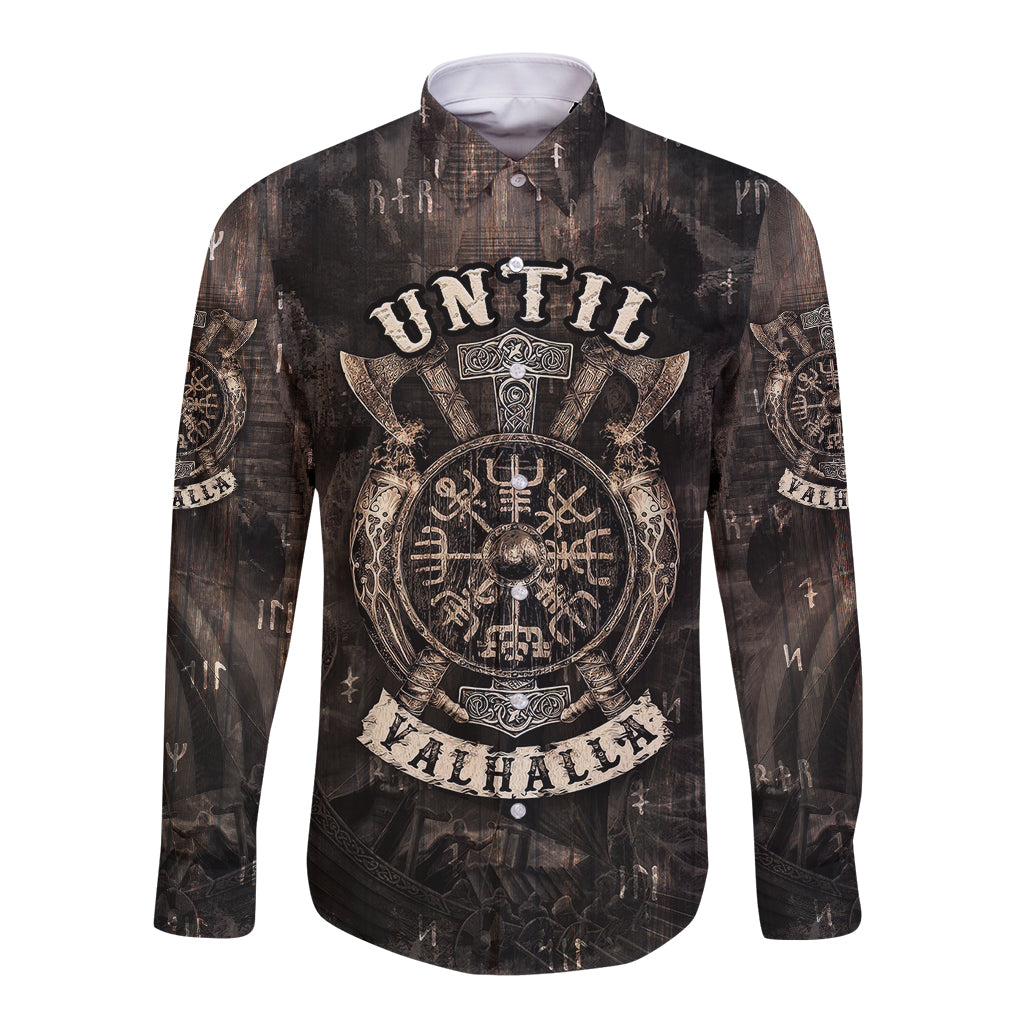 Until Valhalla Viking Long Sleeve Button Shirt - Wonder Print Shop